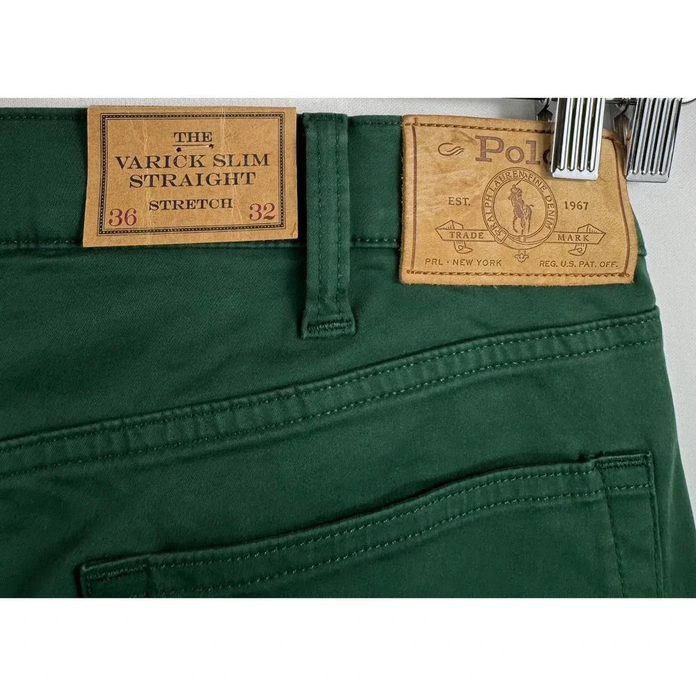 Polo Ralph Lauren Varick Slim Straight pants sz 36x32 Green Chino preppy dandy